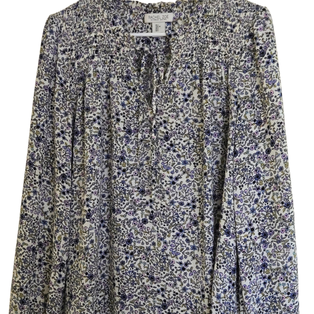 Rachel Zoe Cream Tunic with Purple and Olive Floral Print